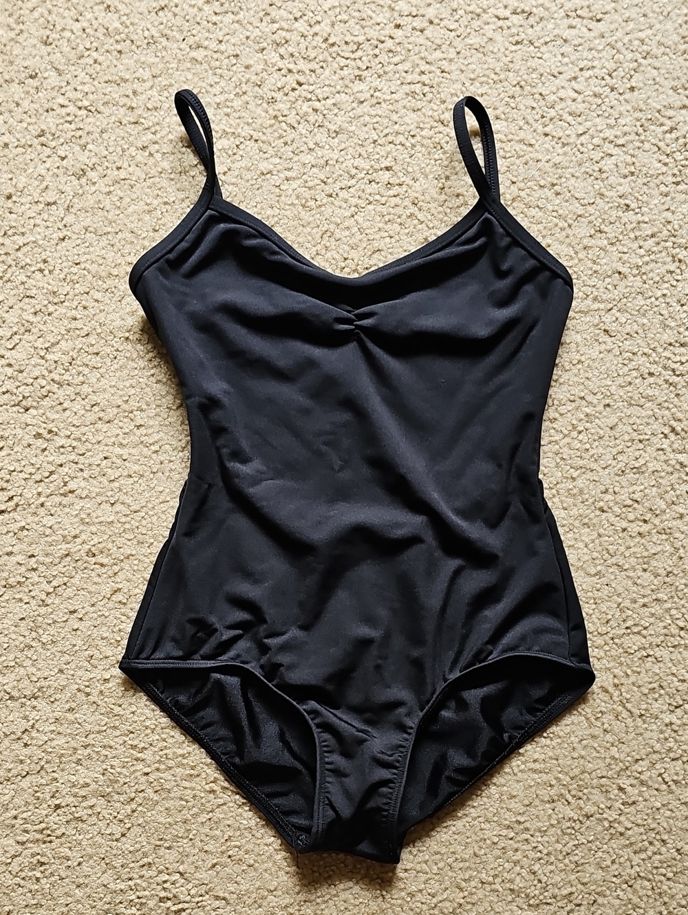 Mariia Crowns Dancewear Black Leotard with Slim Straps and Cute Back Straps